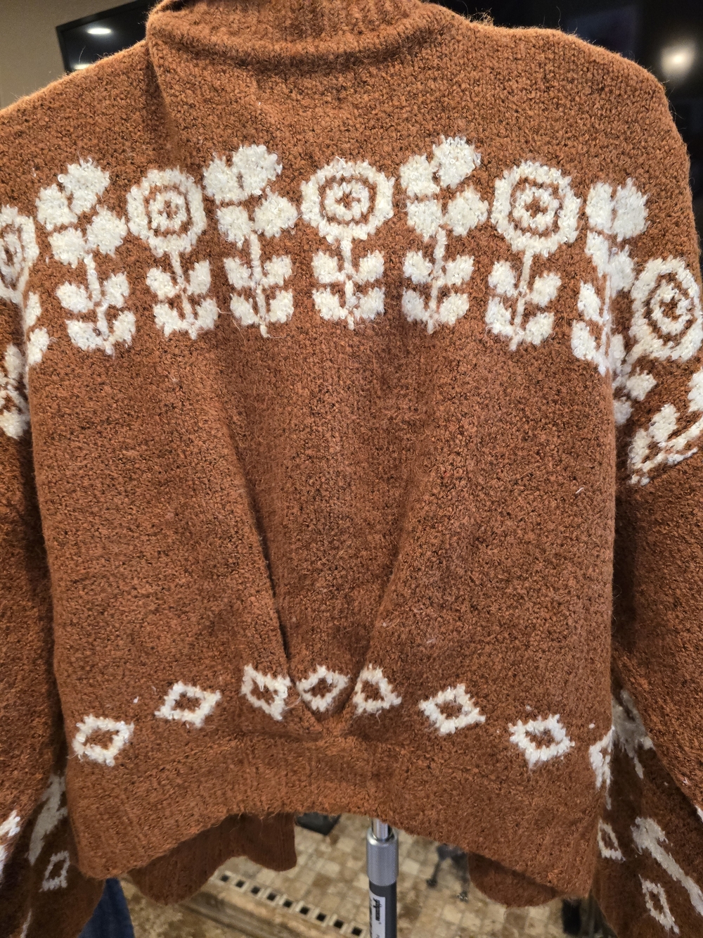 Free People Rust and Cream Toggle Knit Cardigan - Picture 6 of 7